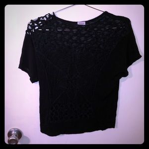 Cut out front black tee shirt
